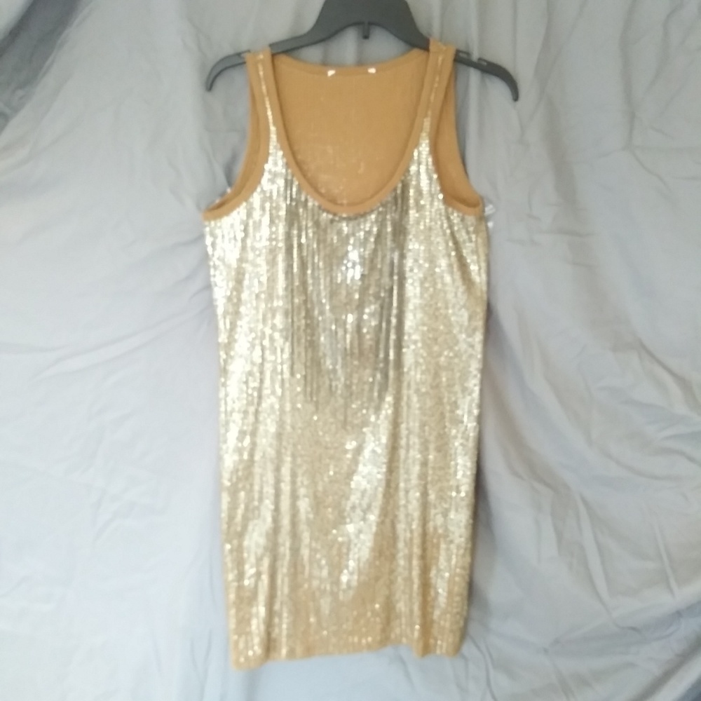 Calvin Klein Gold Dress with Metal Chain embellish